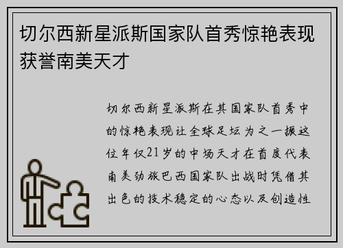 切尔西新星派斯国家队首秀惊艳表现获誉南美天才